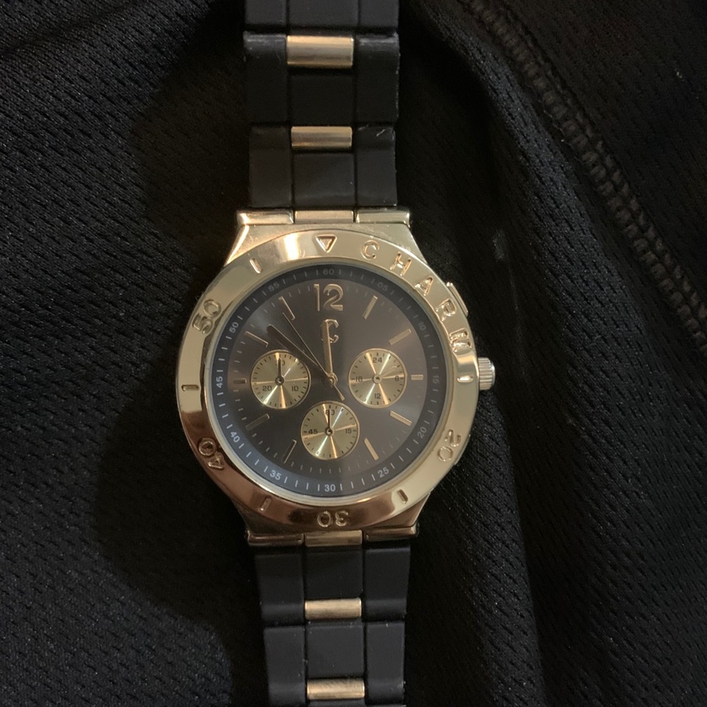 Black and gold watch